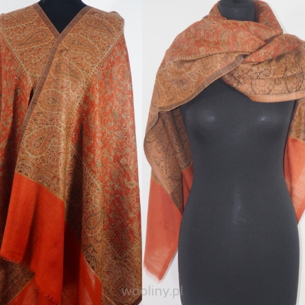 Damski męski szal Praisley dwustronny z wełny merynosów