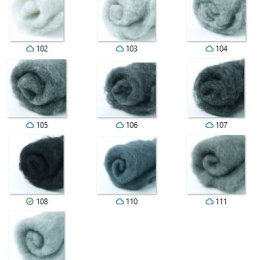 Wełna w błamie Zestaw SZARY 10 kolorów do filcowania