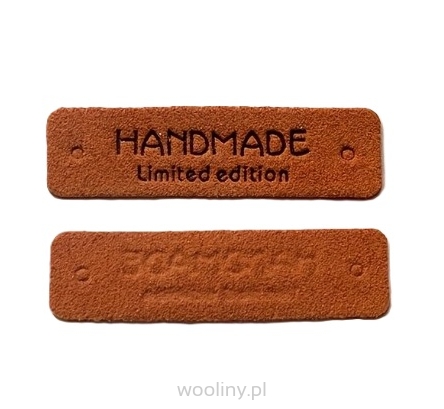 Etykietka metka naszywka Handmade BRĄZOWY