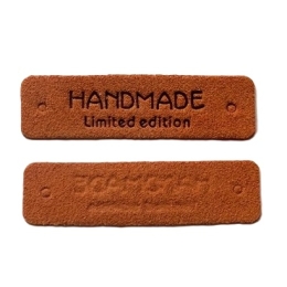 Etykietka metka naszywka Handmade BRĄZOWY