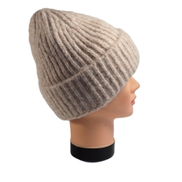 Ciepła czapka męska damska zimowa BEŻOWA ALPAKA MOHER