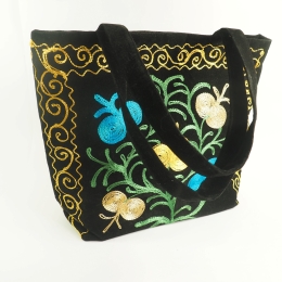 Damska torba czarna z aksamitu 