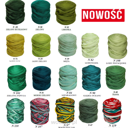 Wełna czesankowa polska Zestaw ZIELONY XXL 20 kolorów