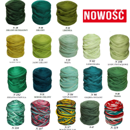 Wełna czesankowa polska Zestaw ZIELONY XXL 20 kolorów