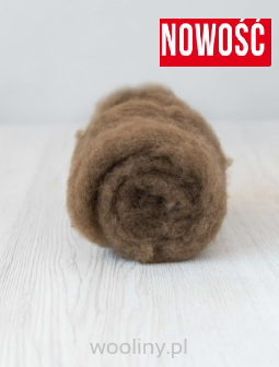 Wełna merynos w błamie do filcowania ORZECH