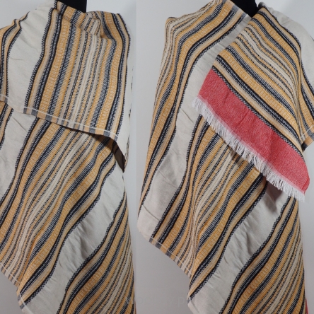 Damsko męski kremowy gruby szal dwustronny jakowy Aztecki