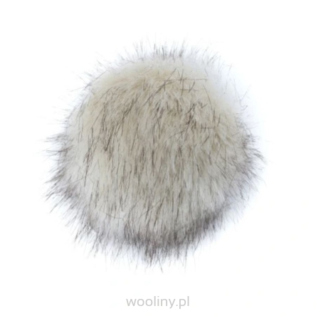 Pompon futrzany do czapki eko futro lis KREMOWY z ciemnymi końcówkami