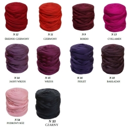 Wełna czesankowa polska Zestaw JAGODY 10 kolorów