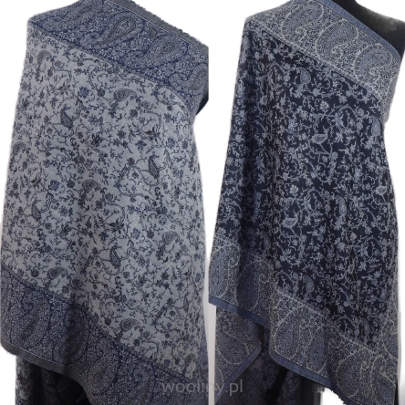 Damski męski szal Praisley dwustronny z wełny merynosów