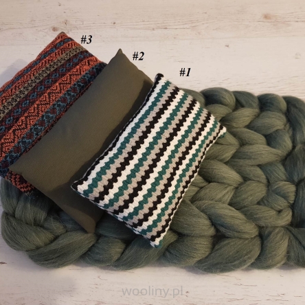 Kocyk czesankowy do sesji noworodkowej MELANŻ ZIELONY