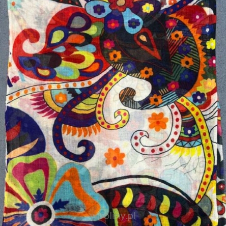 Damski szal kolorowy z wełny merino print Paisley