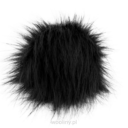 Pompon futrzany do czapki eko futro lis CZARNY