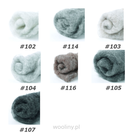 Wełna w błamie Zestaw MELANŻ 7 kolorów do filcowania