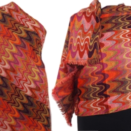Damski szal wełniany w ognistych jesiennych barwach