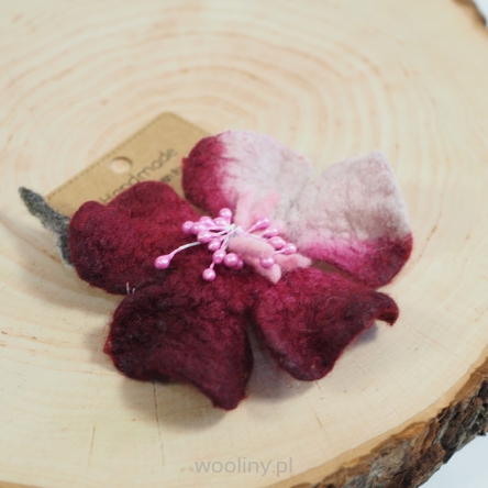 Damska broszka filcowa kwiat Bordowy