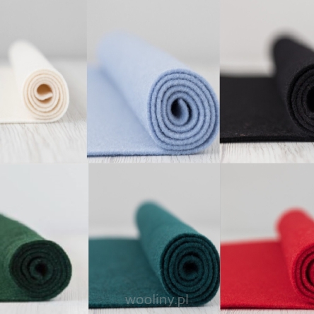 Filc wełniany 2mm Zestaw ŚWIĄTECZNY 30x30cm 6 kolorów