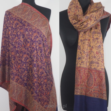 Damski szal z wełny merynosów Praisley Indygo