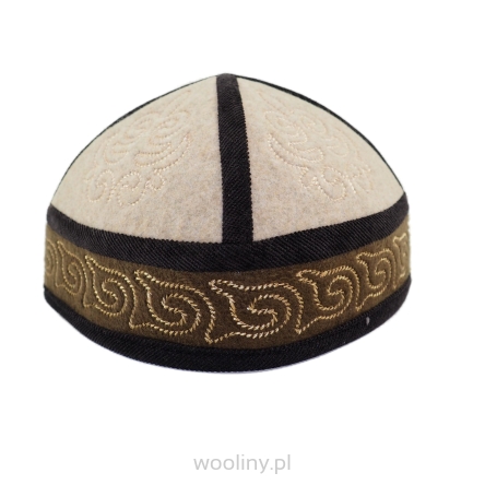 Filcowa męska czapka haftowana z wełny merynosów (56,57cm)