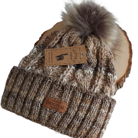 Ciepła czapka zimowa ALPAKA MELANŻ BEŻOWA