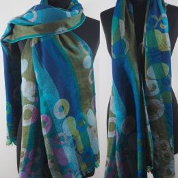 Damski szal wełniany merynosów turkusowych odcieniach