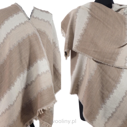 Damski męski beżowo szary wełniany szal merino