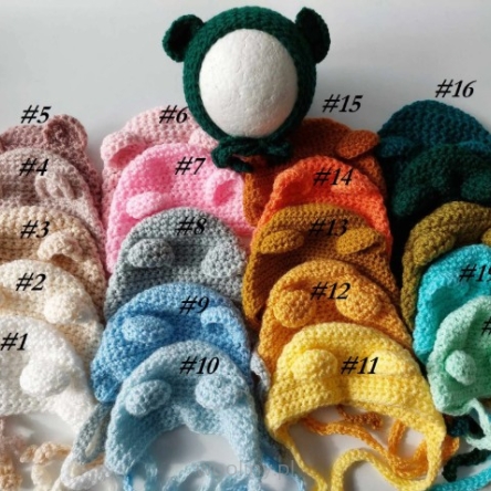 Czapeczka czapka Misia do sesji fotograficznej noworodka