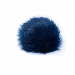 Pompon futrzany do czapki eko futro lis GRANATOWY