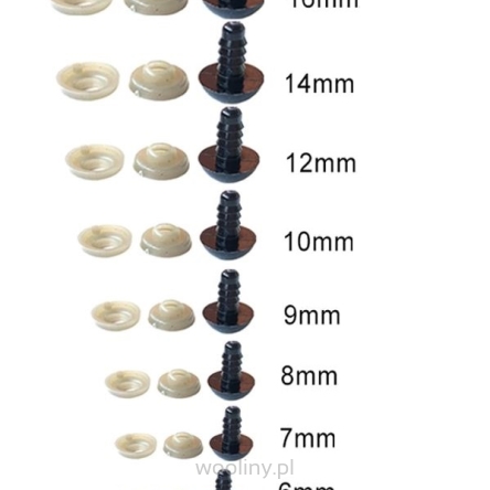 Zestaw bezpiecznych oczy oczek Czarny 5-16mm maskotek Amigurumi 