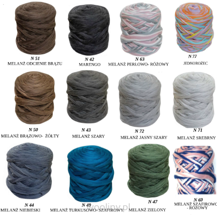 Wełna czesankowa polska Zestaw MELANŻ 12 kolorów