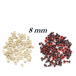 Czerwone bezpieczne oczka 8mm 10par oczy plastykowych