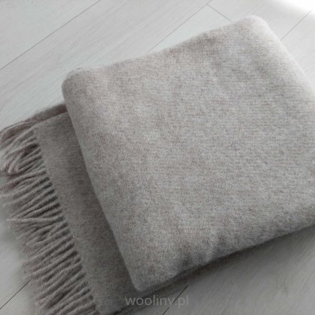 Wełniany pled narzuta koc z wełny merynosów 170x210cm MELANŻ BEŻOWY