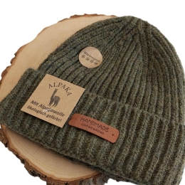 Ciepła czapka męska chłopięca zimowa ALPAKA KHAKI