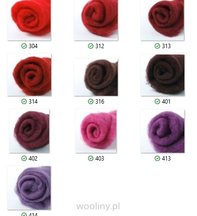 Wełna w błamie Zestaw JAGODY 10 kolorów do filcowania