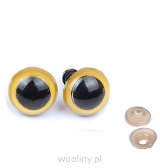 Bezpieczne oczka oczy plastykowe zaciskowe Miodowy 8mm