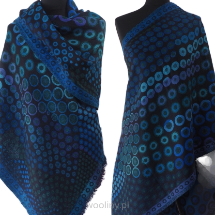 Damski szal z wełny z merynosów granatowy 