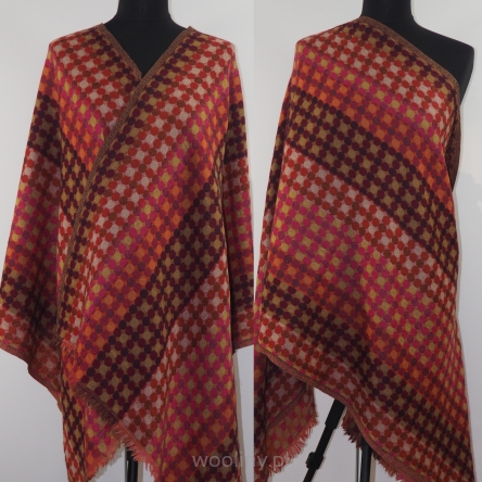 Damski wełniany szal pomarańczowo brązowy w piksle