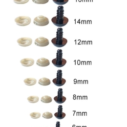 Bezpieczne oczy oczka Czarny 5-16mm maskotek Amigurumi