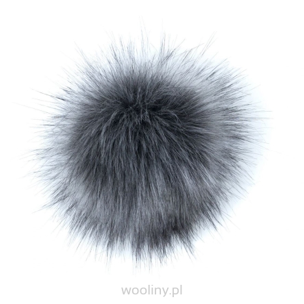 Pompon futrzany do czapki eko futro lis GRAFIT