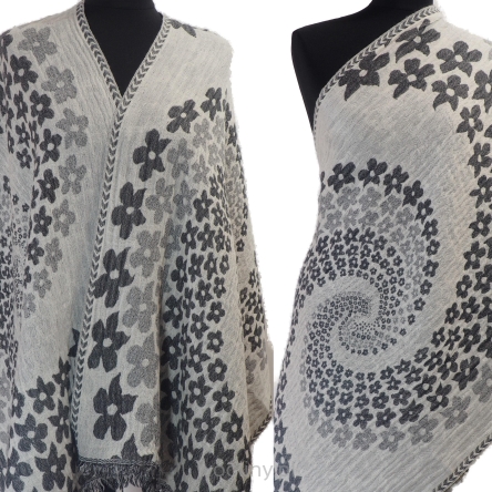 Damski wełniany szal merynosów w odcieniach szarości