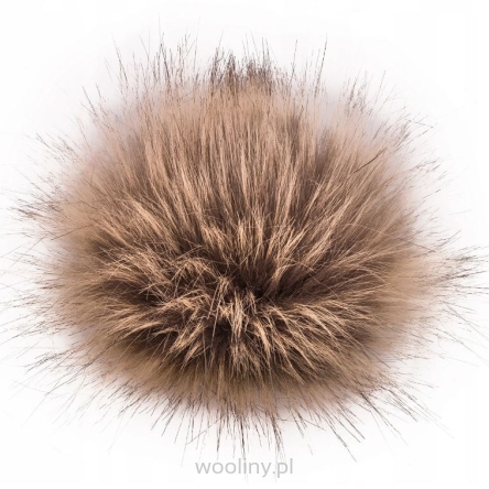 Pompon futrzany do czapki eko futro lis BRĄZOWY BEŻ