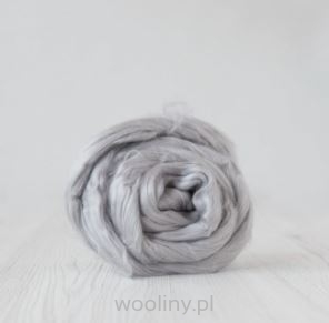 Czesanka bawełniana SREBRNA JASNA SZARA do filcowania