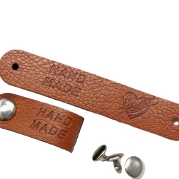 Etykietka metka naszywka Handmade BRĄZOWA