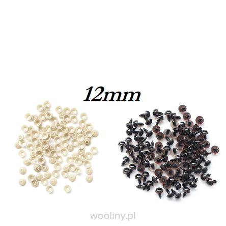 Brązowe bezpieczne oczka 12mm 10 par oczy plastykowych