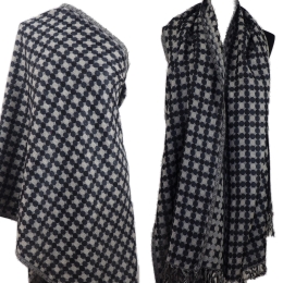 Damski męski szal wełniany merynos Piksel