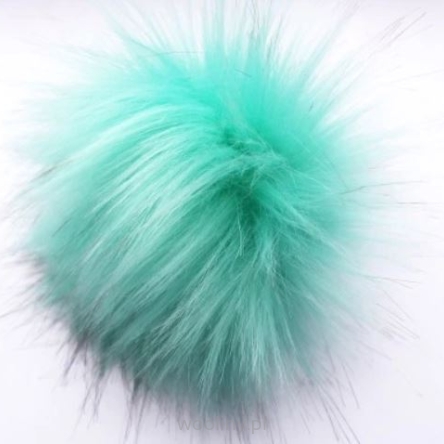 Pompon futrzany do czapki eko futro lis SZMARAGDOWY