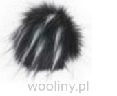 Pompon futrzany do czapki eko futro lis CZARNY SREBRNY