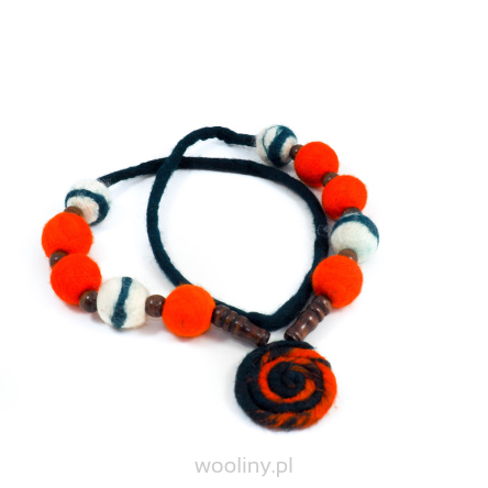 Kolorowy koral naszyjnik Filcowy Ślimak