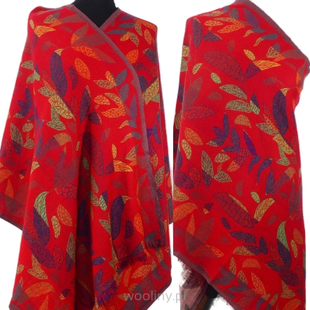 Damski szal wełniany merynos dwustronny