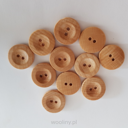 Guziki drewniane jasny 2cm oliwione gladkie 20mm